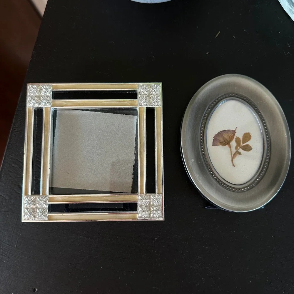 VTG Mini Picture Photo Frame Set Silver Cottagecore Square Oval Gallery Granny